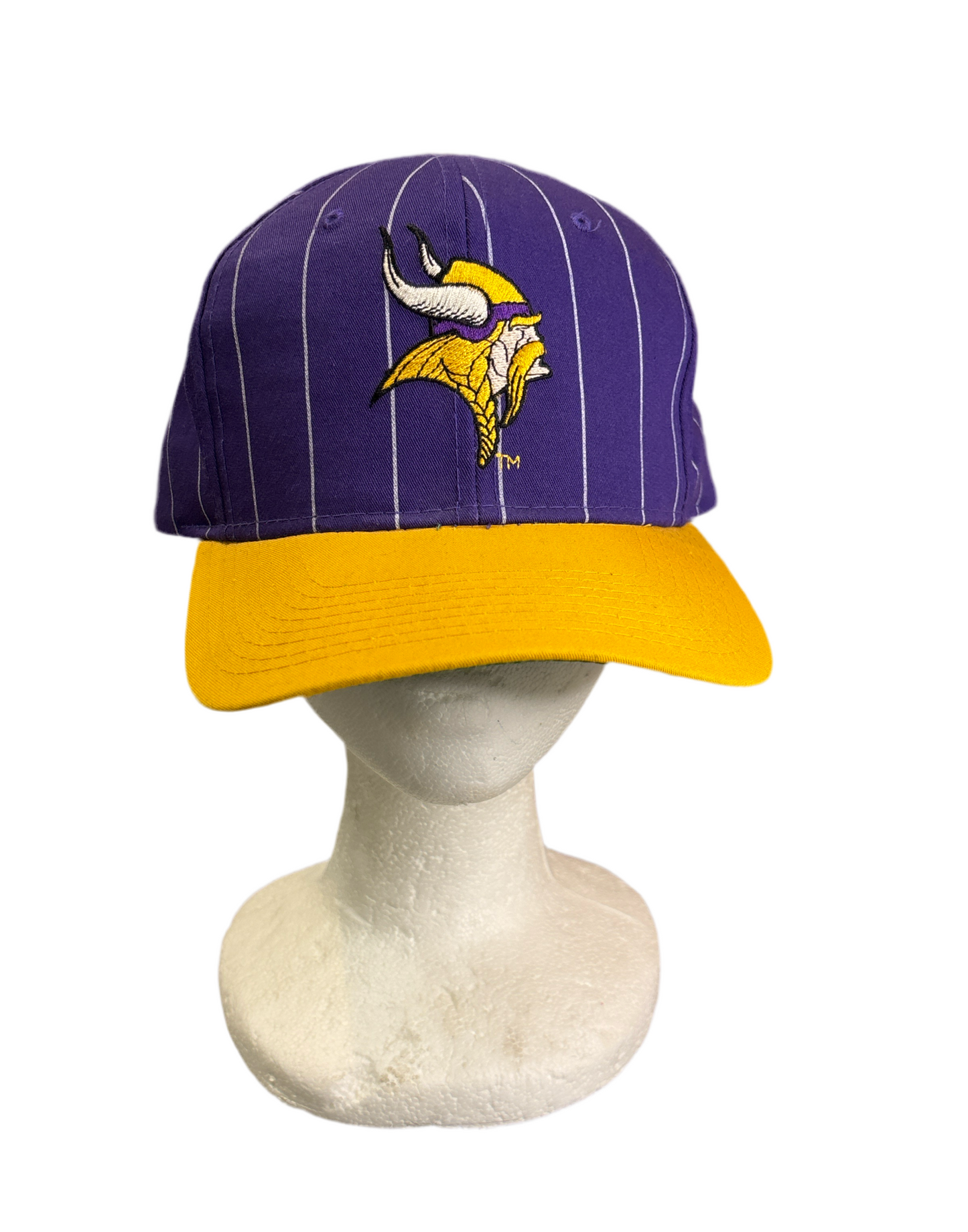 Purple Pinstripe MINNESOTA VIKINGS Embroidered Logo Snapback Hat Large Eastport