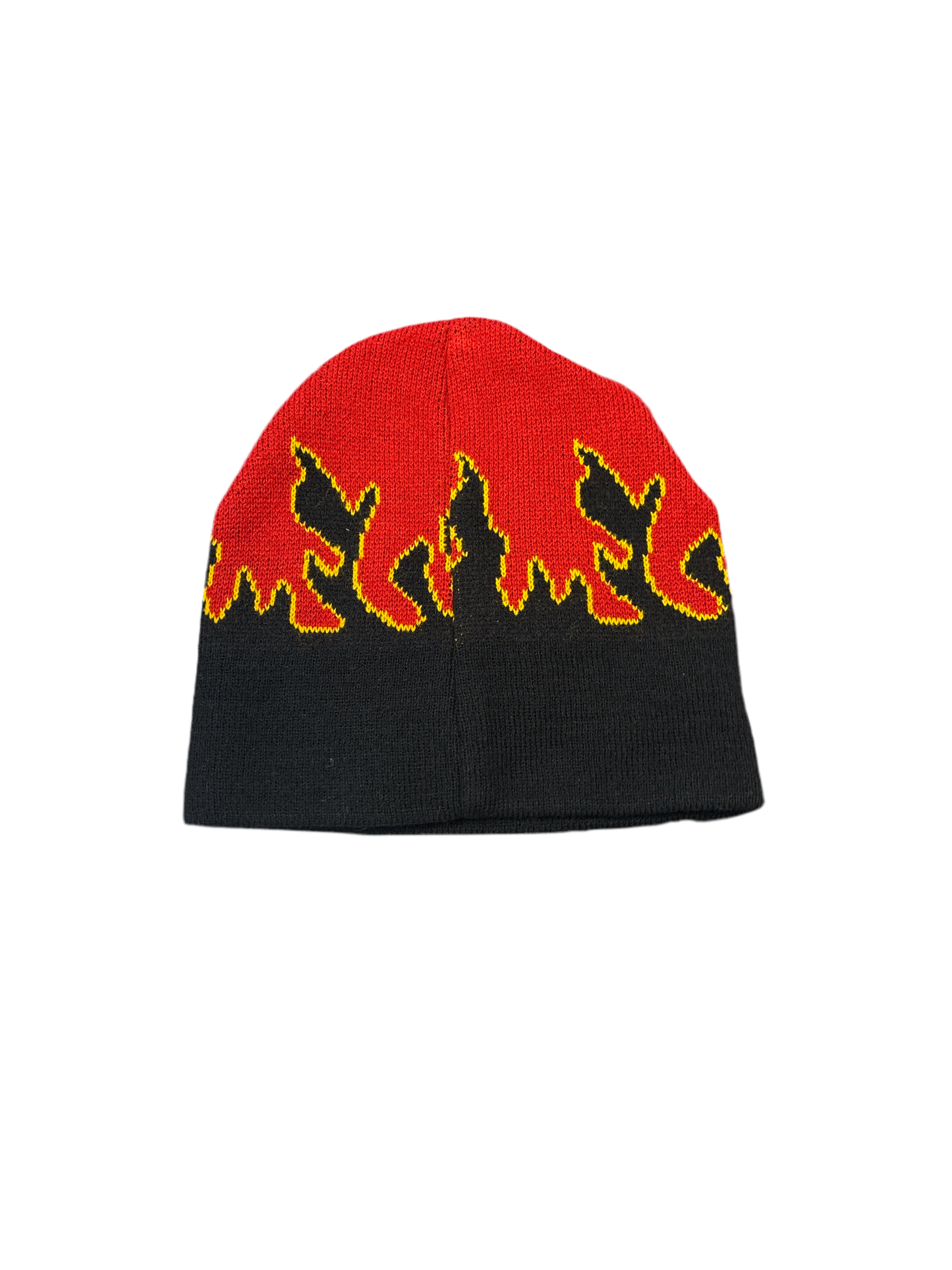 FLAME ON FLEECE BEANIE CAP, Black Red