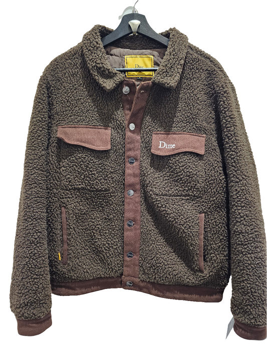 Dime Brown Sherpa Buttons down  jacket