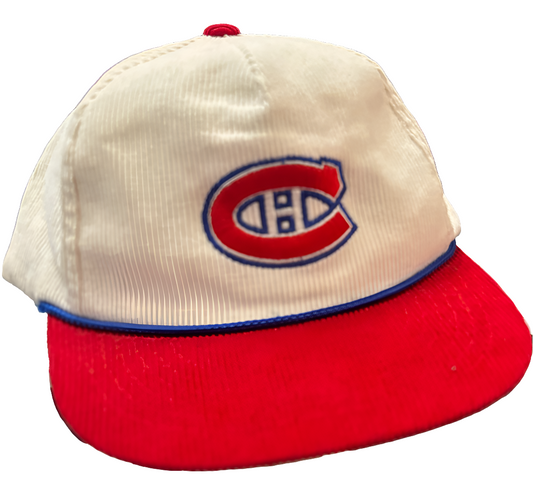 NHL (The Classic) - Montreal Canadiens Ted Fletcher Corduroy Snapback Hat 1990s OSFA