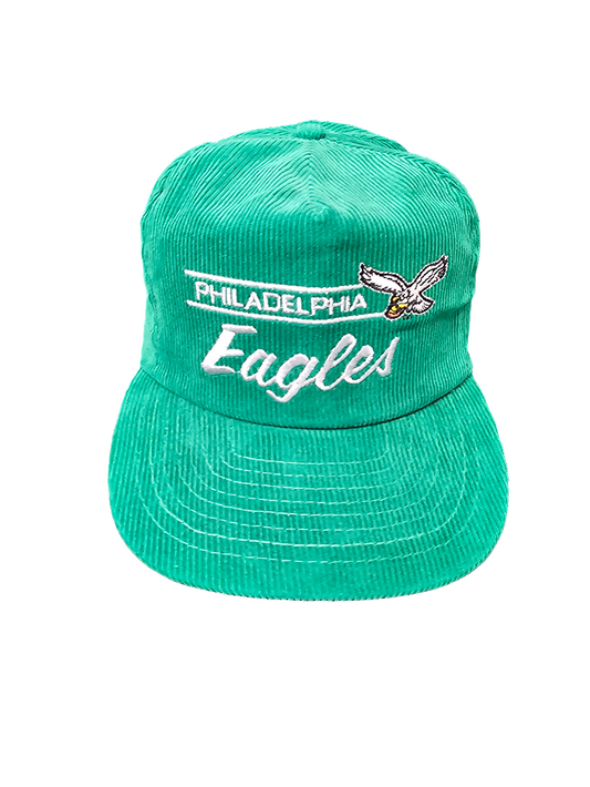 Vintage 90s American Needle NFL Philadelphia Eagles Green Corduroy Snapback hat