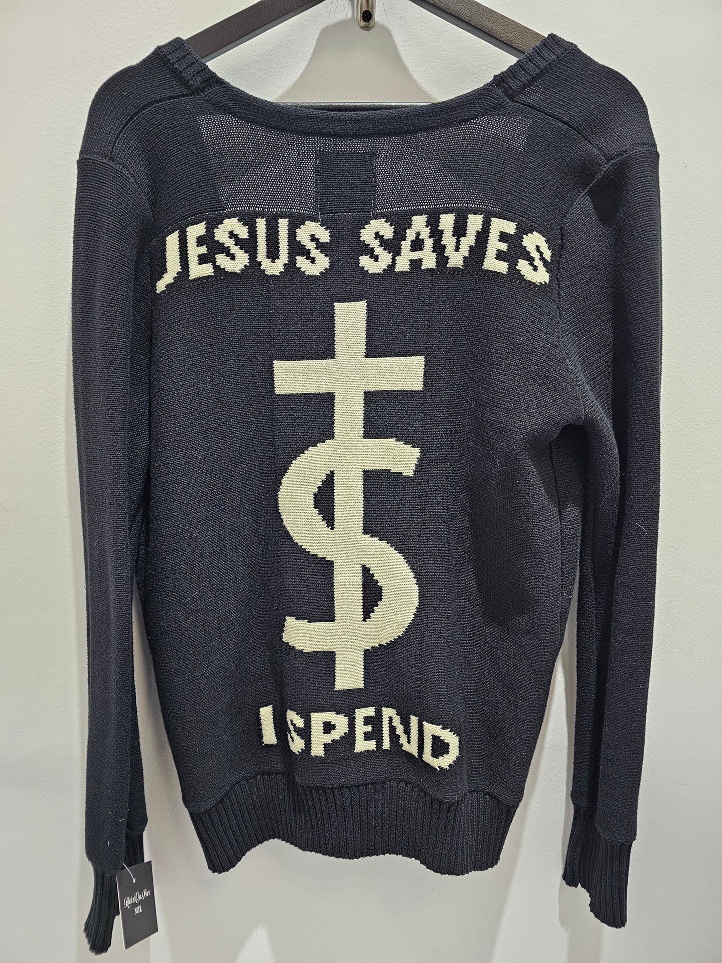 UNIF Jesus saves I spend cardigan black sweater