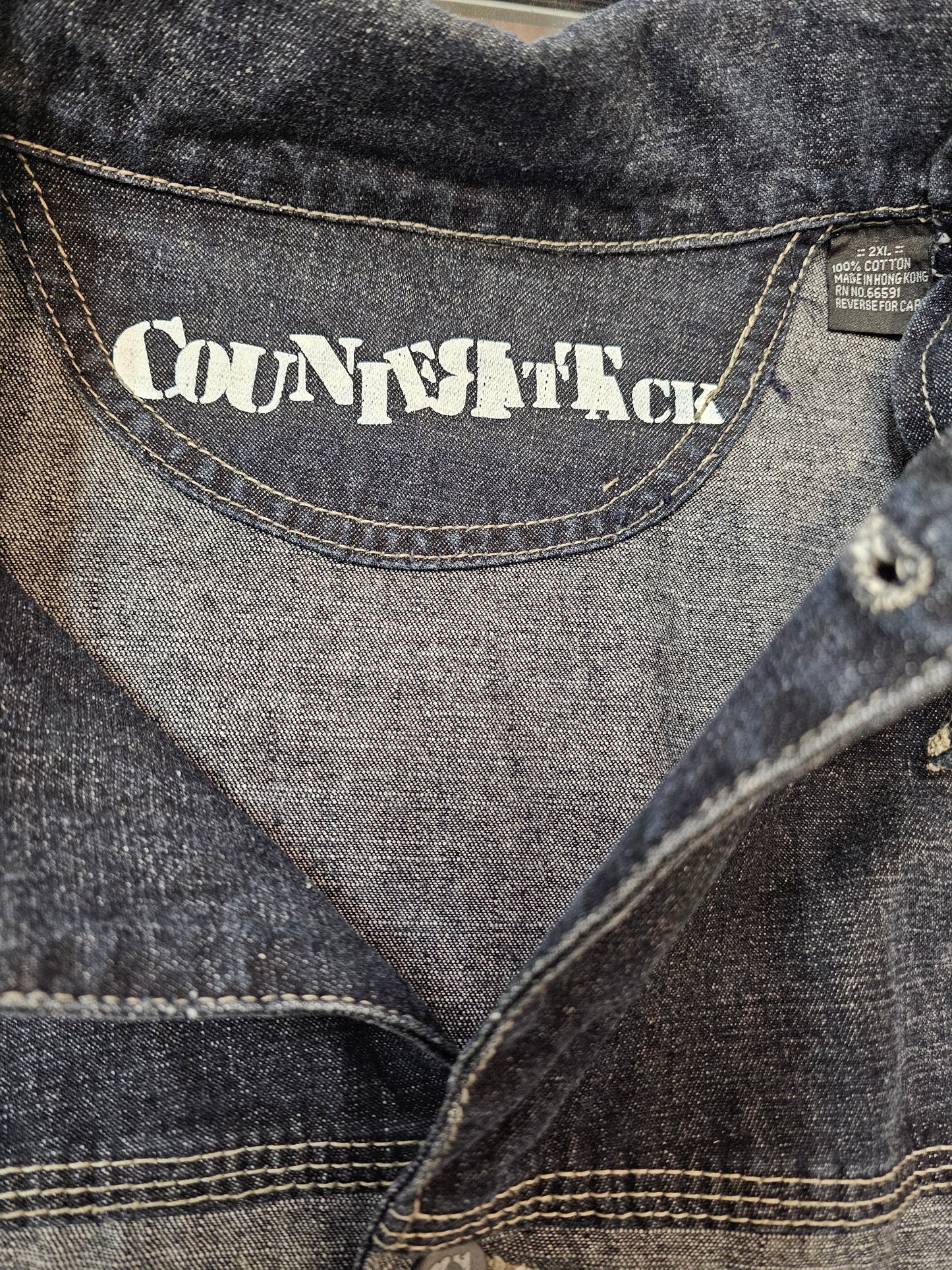 Y2K Counterattack buttons down long denim jacket