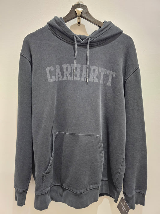 Carharty print washed black pullover hoodie