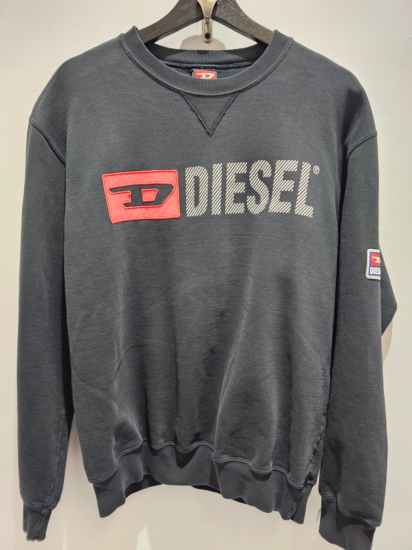 Diesel classic logo washed black crewneck