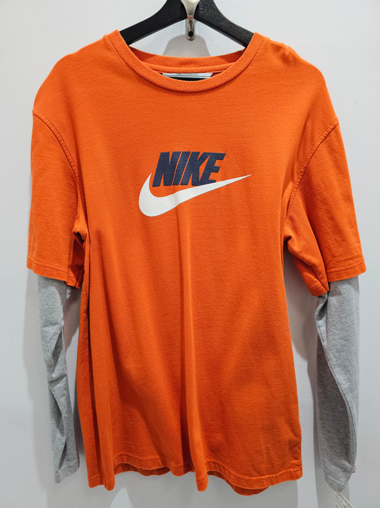 Vintage Nike swoosh grey orange tshirt longsleeve