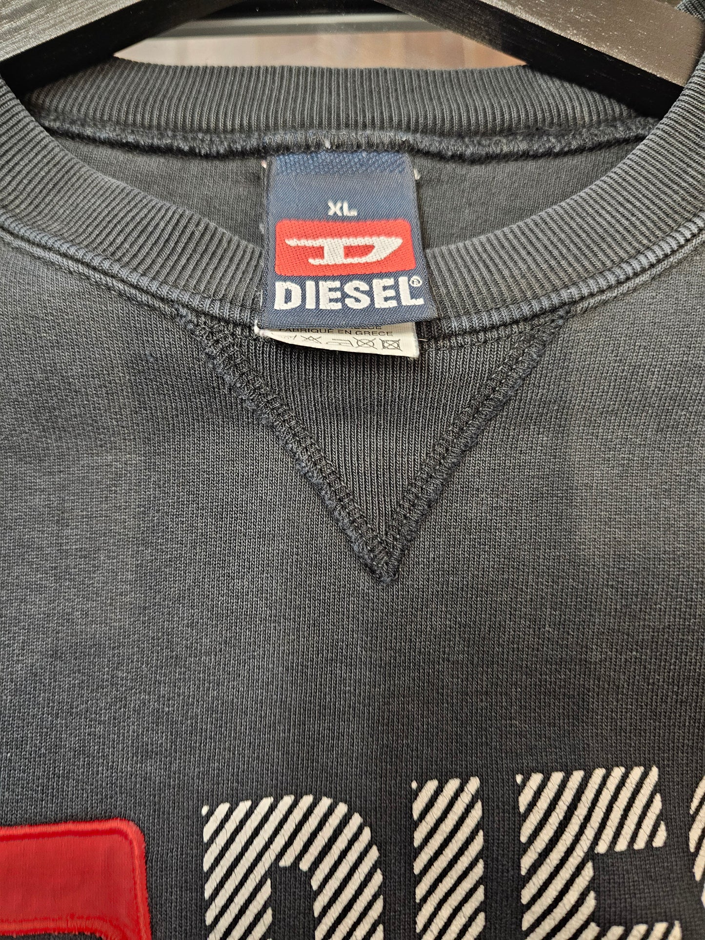 Diesel classic logo washed black crewneck