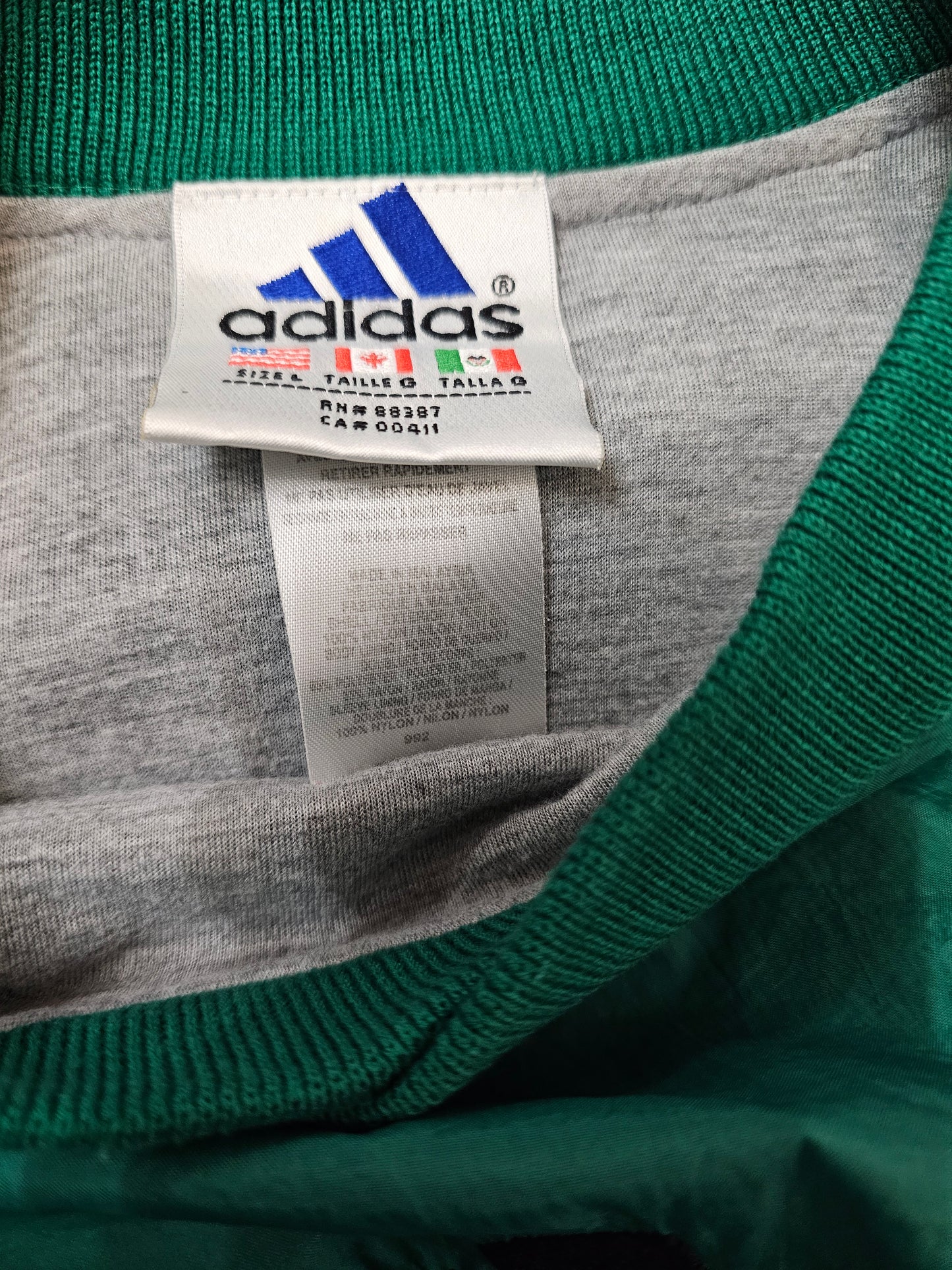 Vintage 90s Adidas 3stripe forest green windbreaker