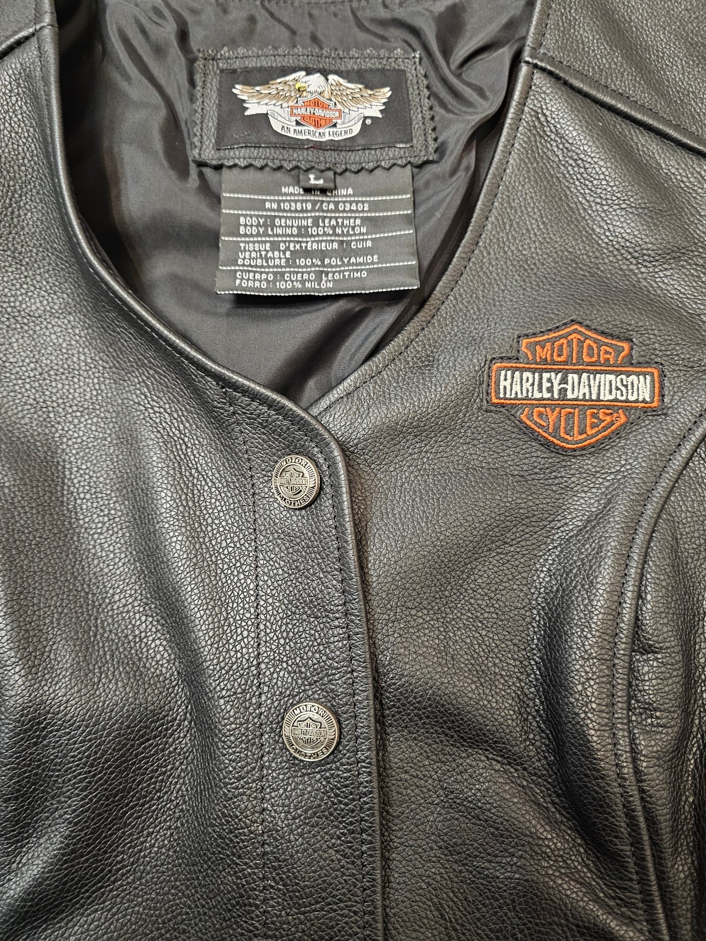 Harley davidson womens leather biker buttons vest