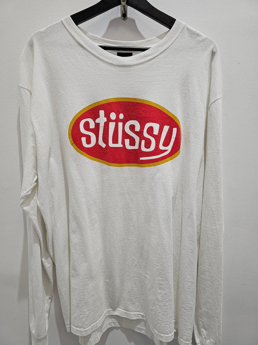 Stussy pitstop white longsleeve