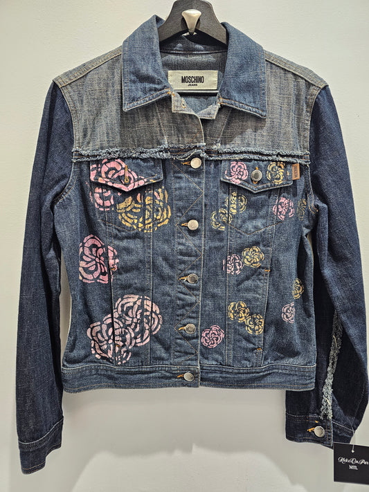 Moschino womens flower print denim jacket