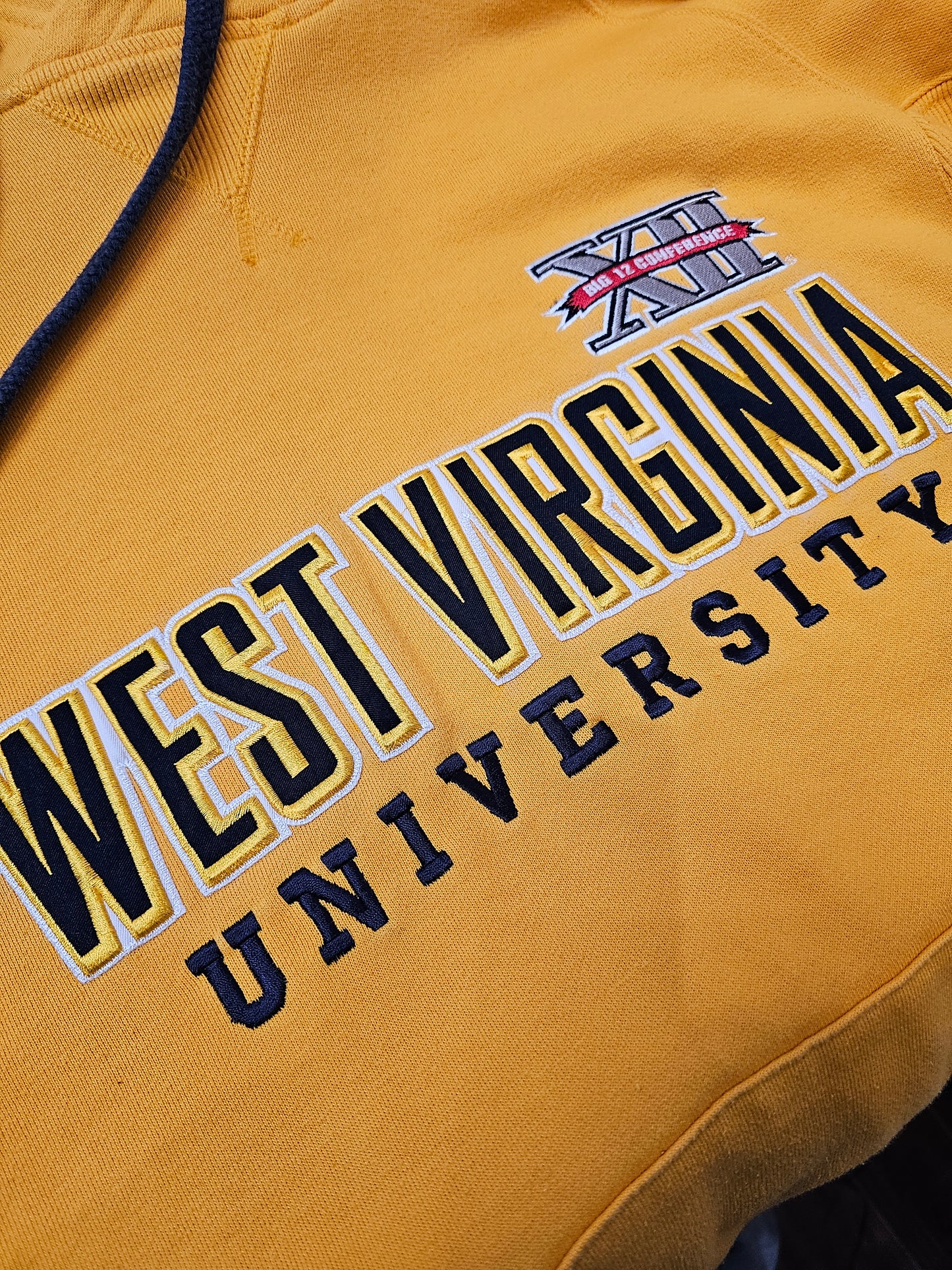 Champion West Virginia University yellow pullover hoodie