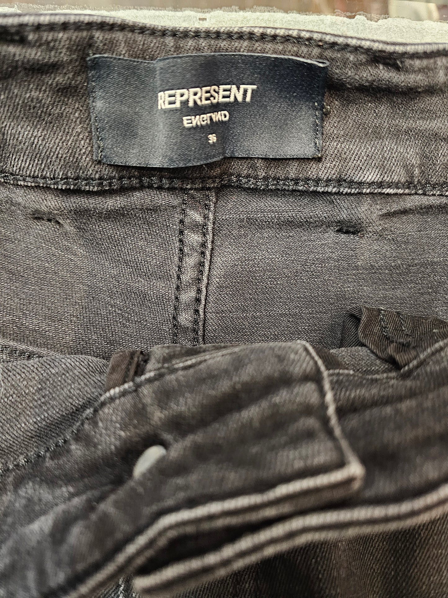 Represent england womens essential denim oil black jeans