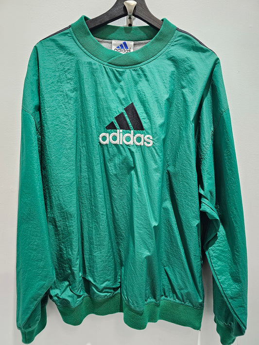 Vintage 90s Adidas 3stripe forest green windbreaker