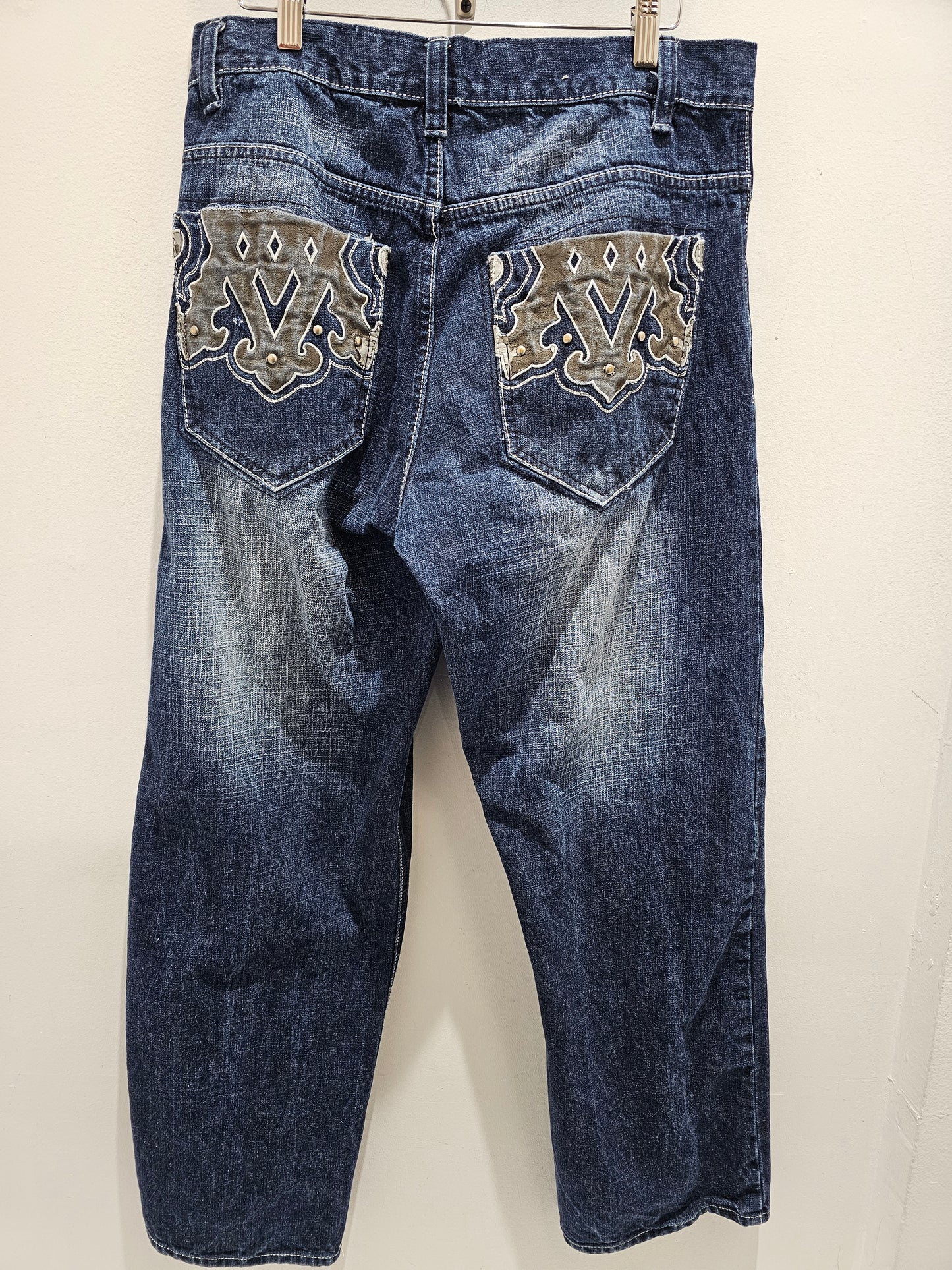 Avirex ltd y2k rhinestone washed denim jeans