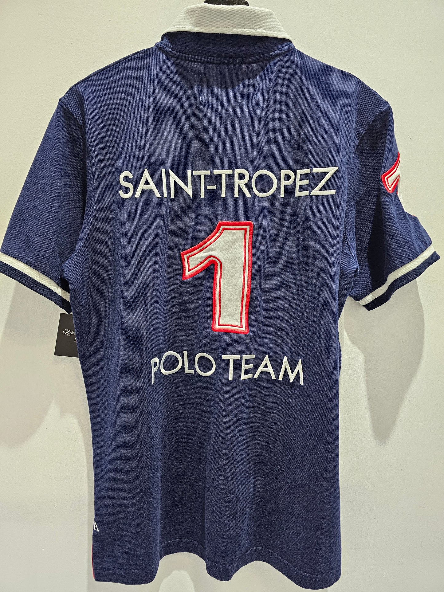 Saint Tropez Polo Team White Navy Buttons Polo Tshirt