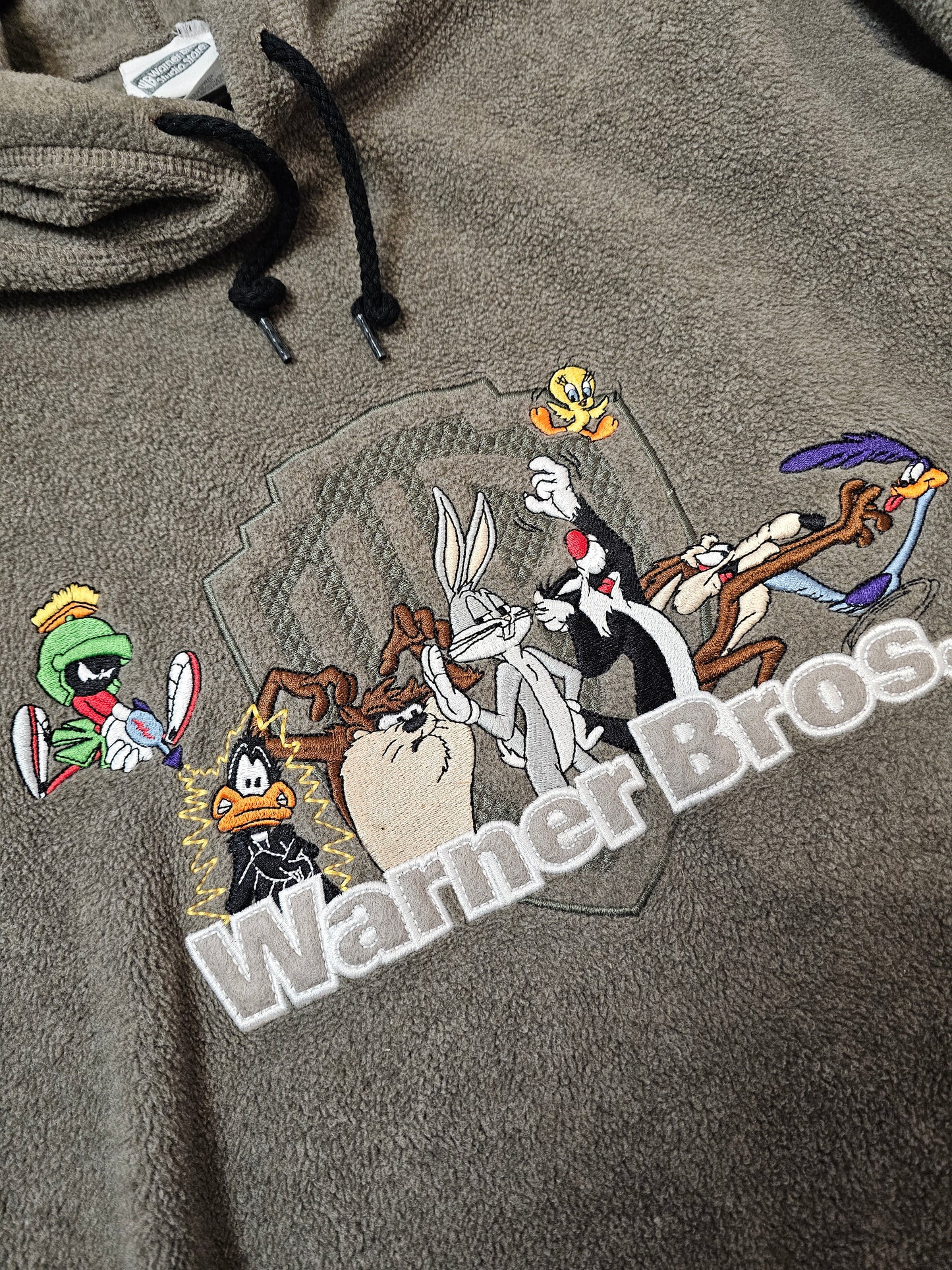 Vintage 00's Warner bros mocha fleece pullover hoodie