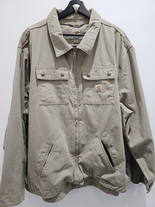 Carhartt pitstop zip up walnut cream lightweight jacket