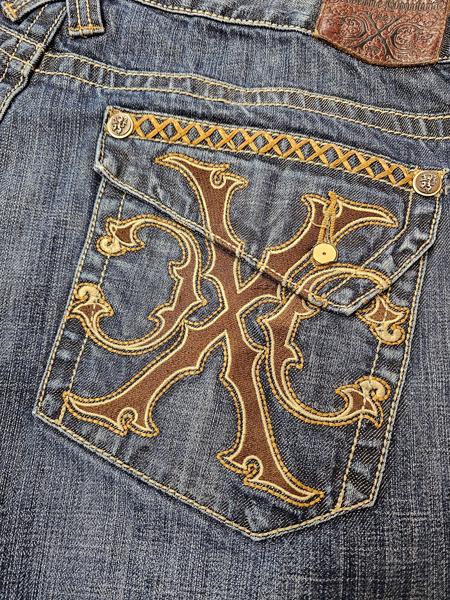 Xtreme Couture patch Y2K denim pants