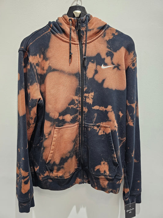 Nike swoosh tie dye brown/black zip up pullover hoodie