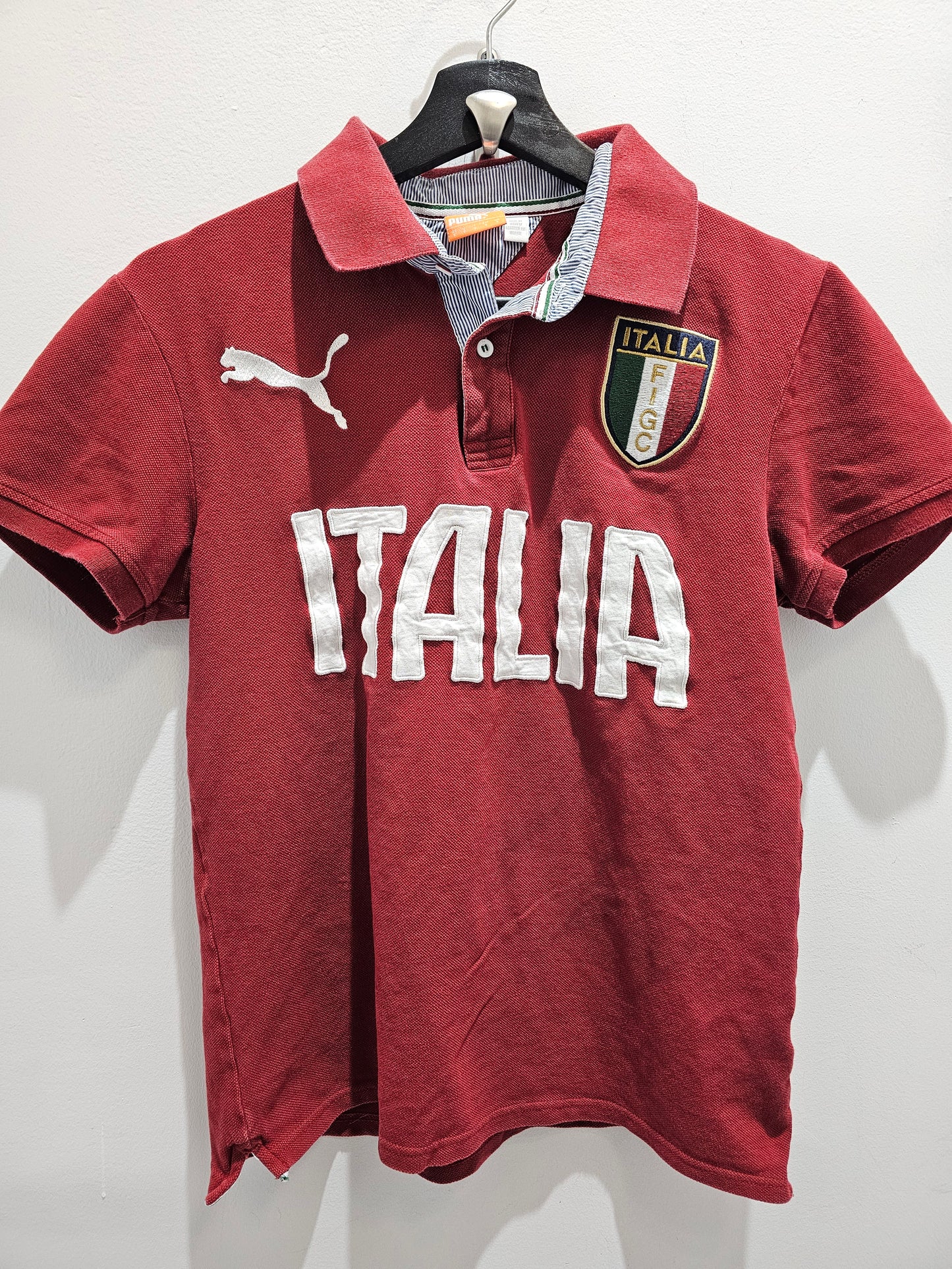 Puma Italia FIGC Maroon Polo buttons Tshirt