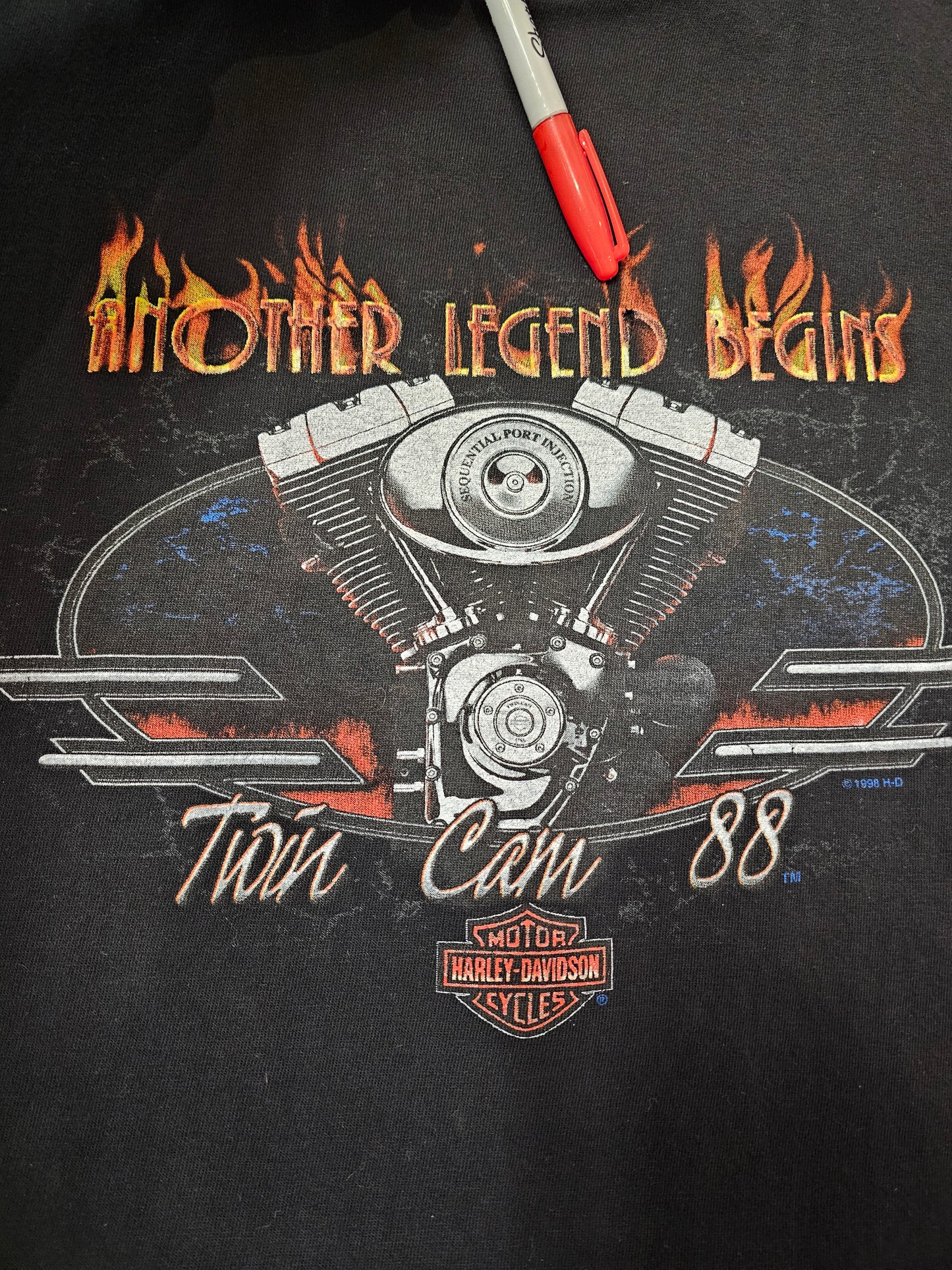 Vintage harley davidson 98' another legend begins tshirt