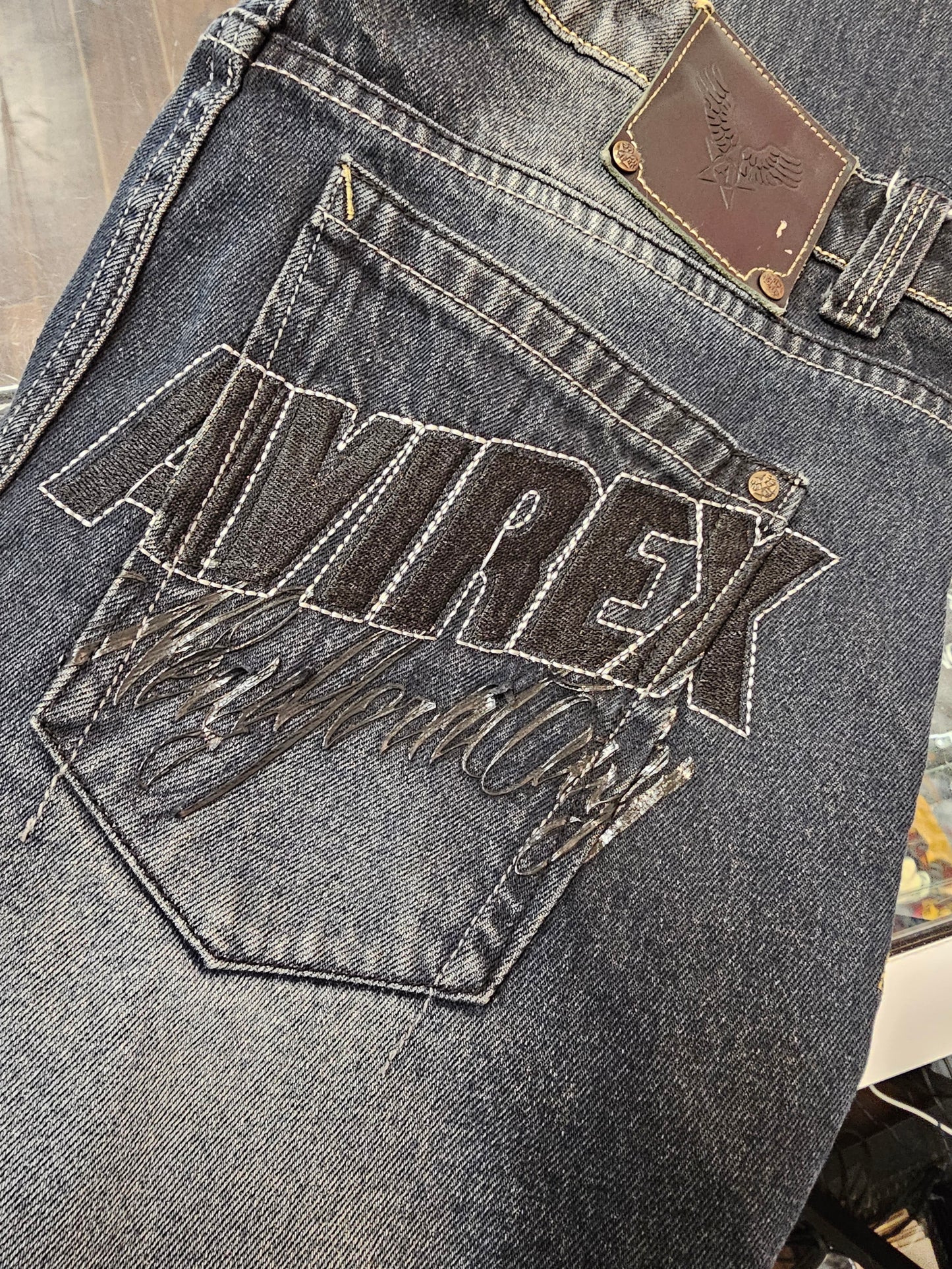 Avirex spellout logo Y2k Denim Pants