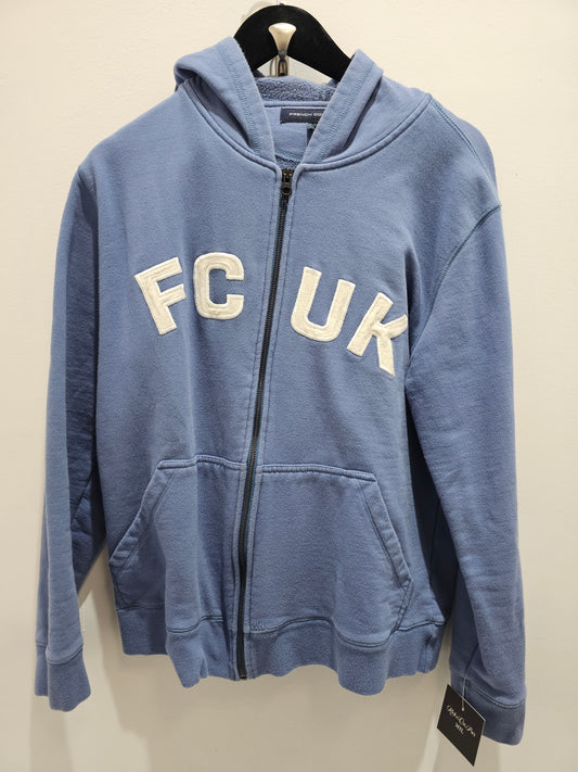 French connection spell out fcuk baby blue zip up hoodie