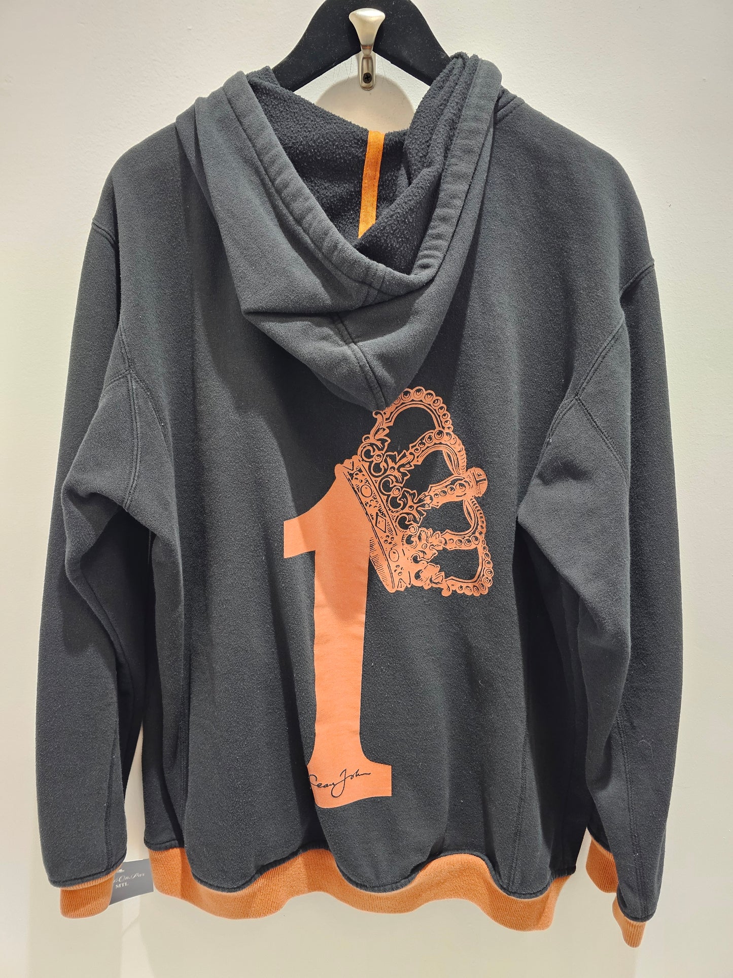 Sean john black/orange crowned 1 pull over hoodie