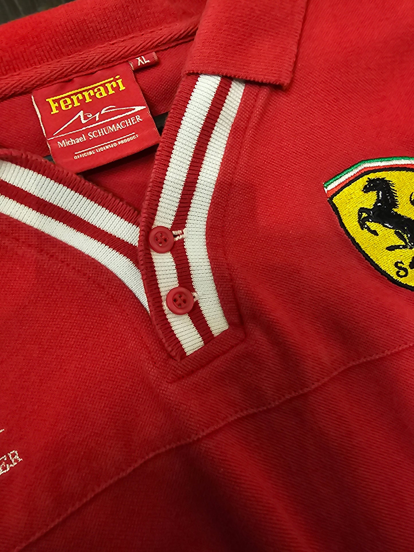 Vintage 99' Michael Schumacher Ferrari Buttons Polo Tshirt  🏎