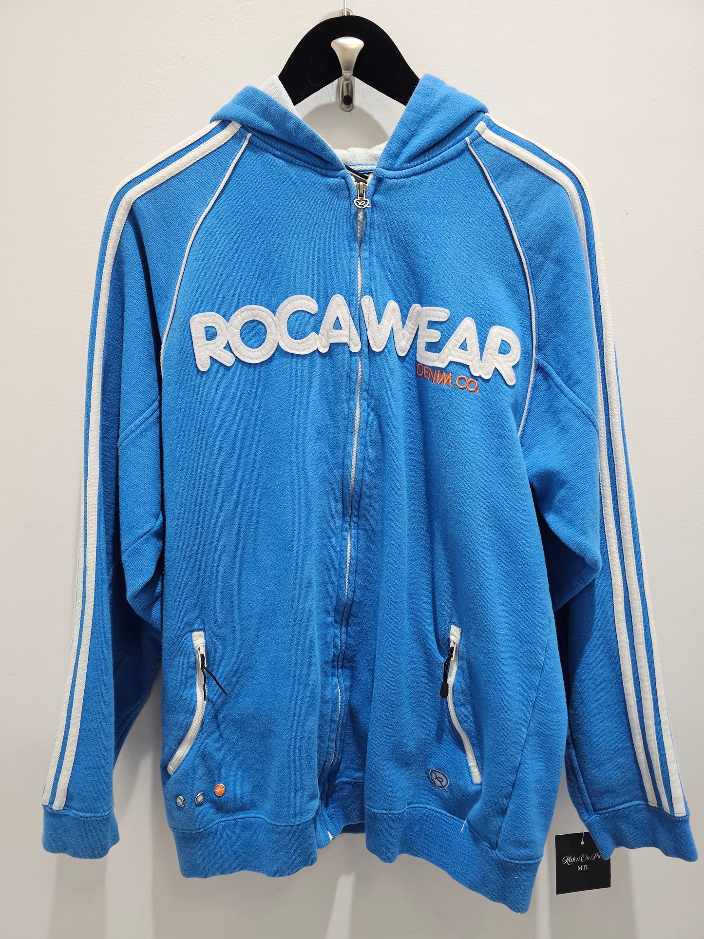 Rocawear denim co y2k baby blue zip up hoodie