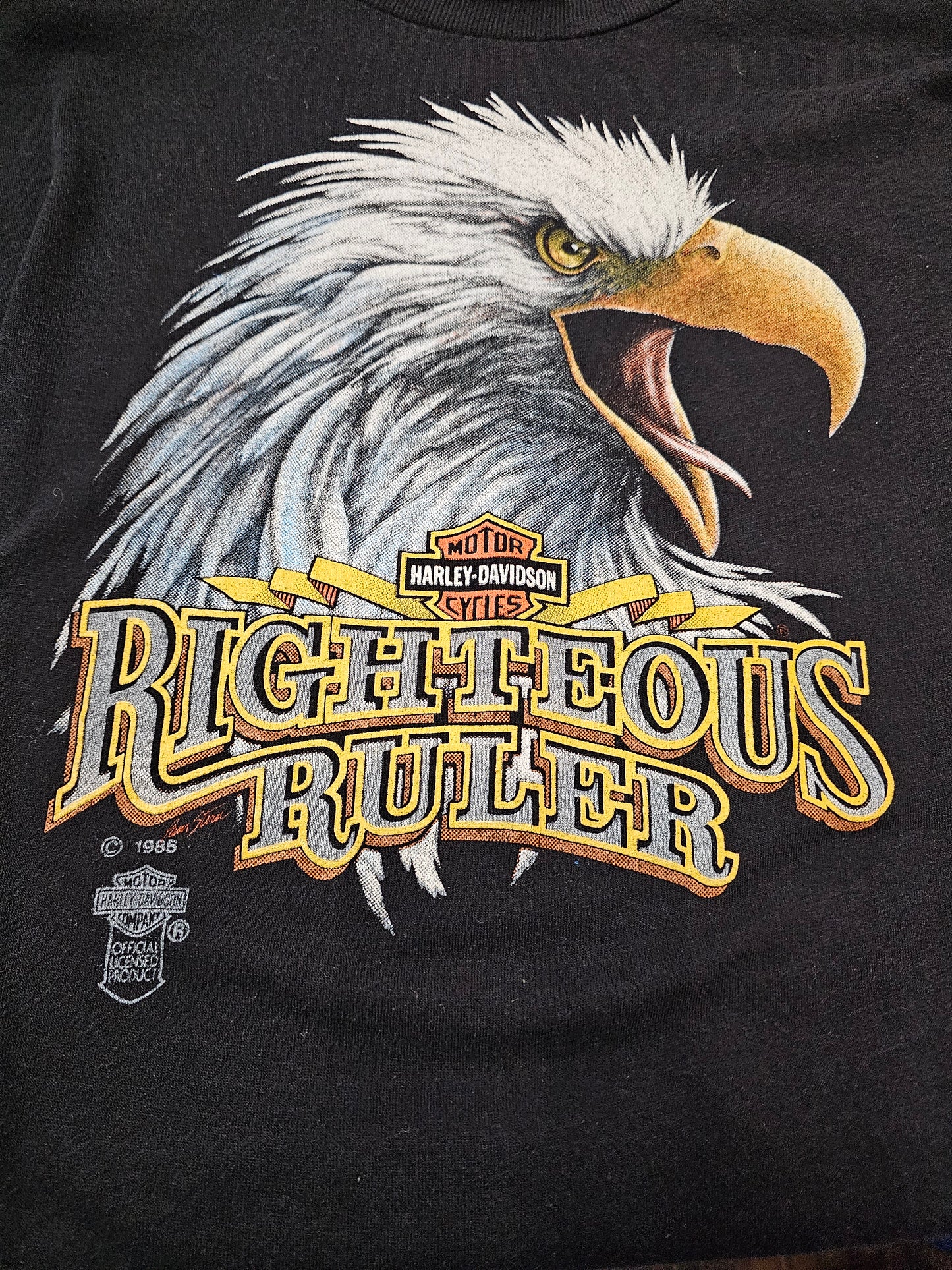 Vintage 1985 Harley Davidson Righteous Ruler Tshirt