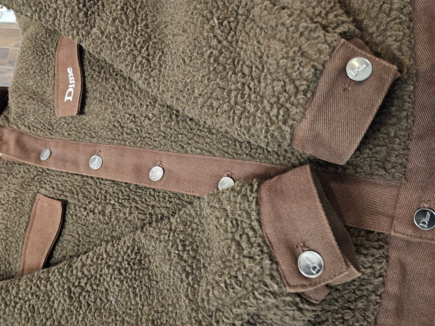 Dime Brown Sherpa Buttons down  jacket