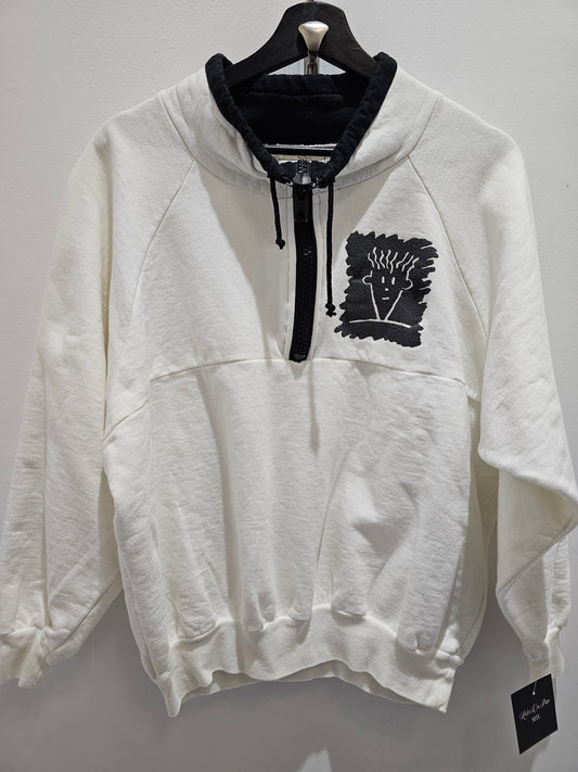 Vintage 1985 7up Fido Dido white quarter zip sweater