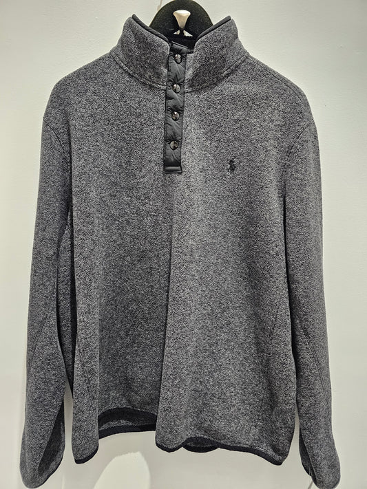 Polo RL Fleece  dark grey quarter buttons sweater