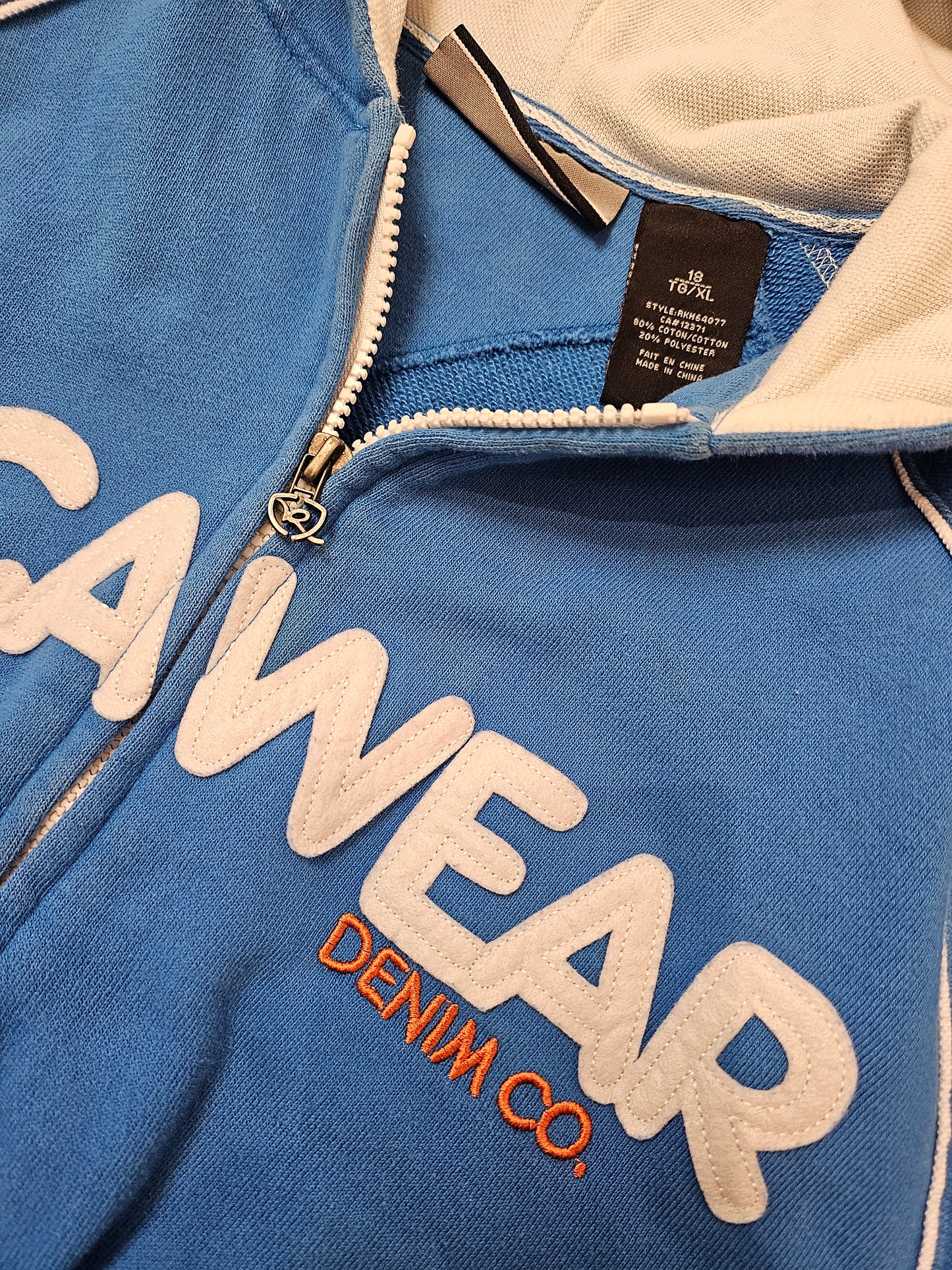 Rocawear denim co y2k baby blue zip up hoodie