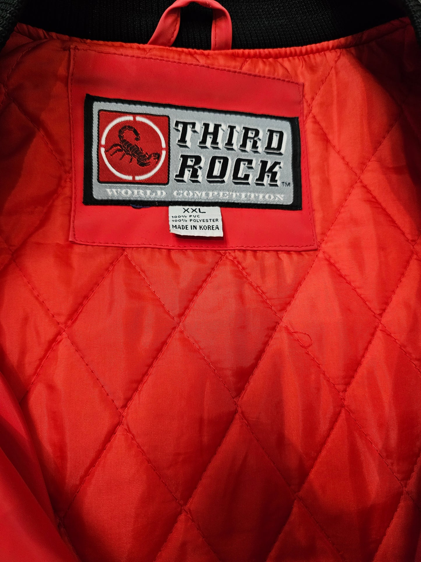 Third Rock 03 Y2k buttons satin red heavy bomber jacket