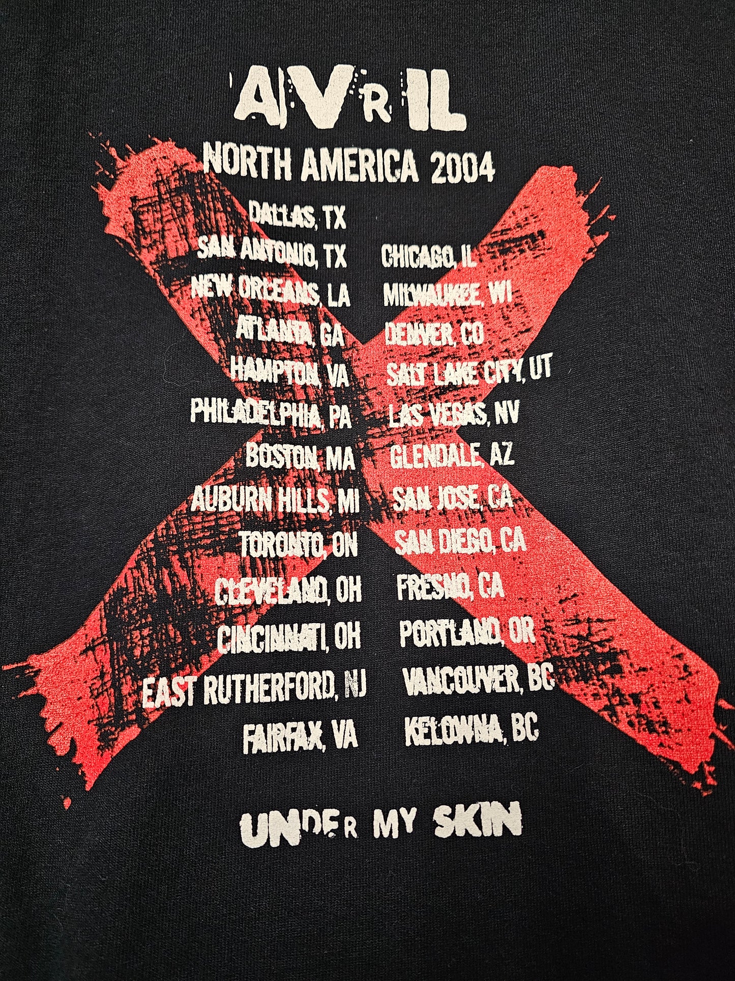 2004 Avril Lavigne Under My Skin North America Tour Tshirt