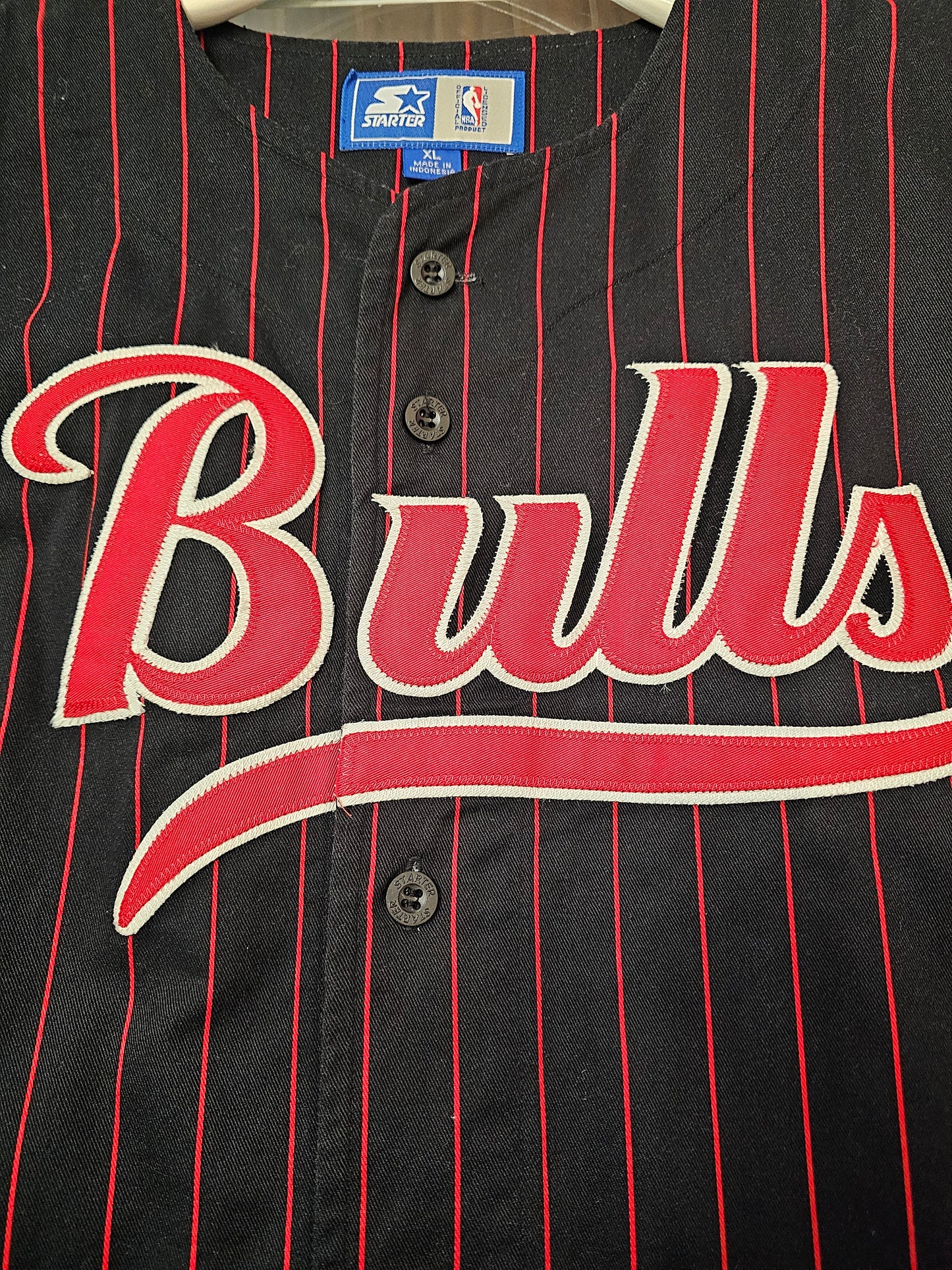 Vintage 90s Chicago bulls starter Pinstripe baseball jersey