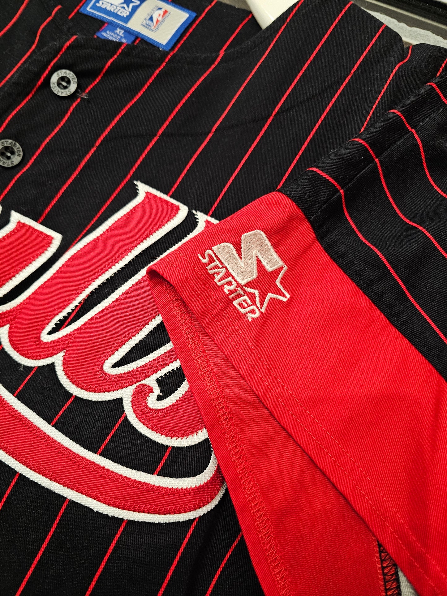 Vintage 90s Chicago bulls starter Pinstripe baseball jersey