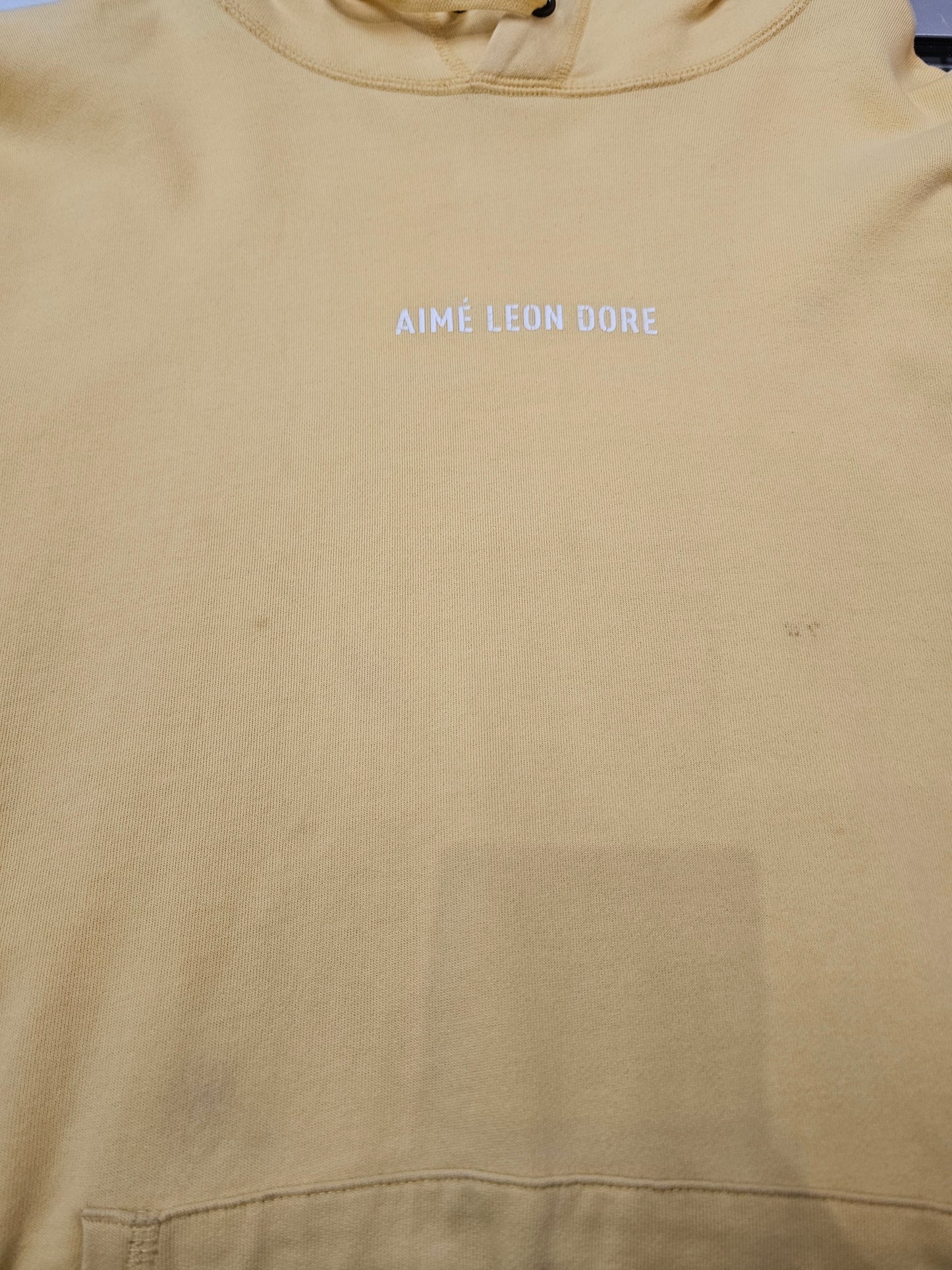 Aume leon dore classic logo yellow pullover hoodie