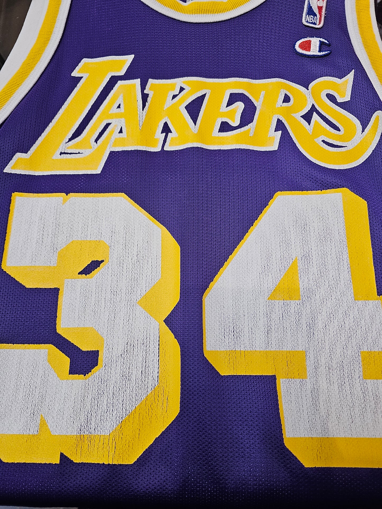 Vintage Champion LA Lakers #34 Shaq O'Neal Basketball Jersey 🏀