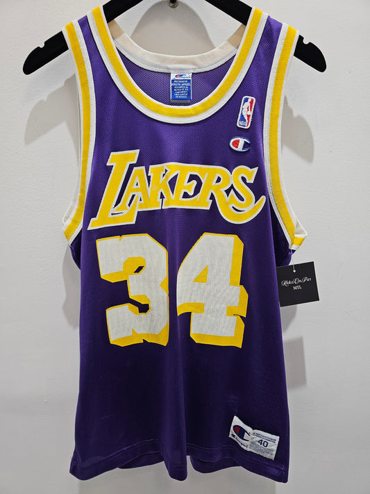 Vintage Champion LA Lakers #34 Shaq O'Neal Basketball Jersey 🏀