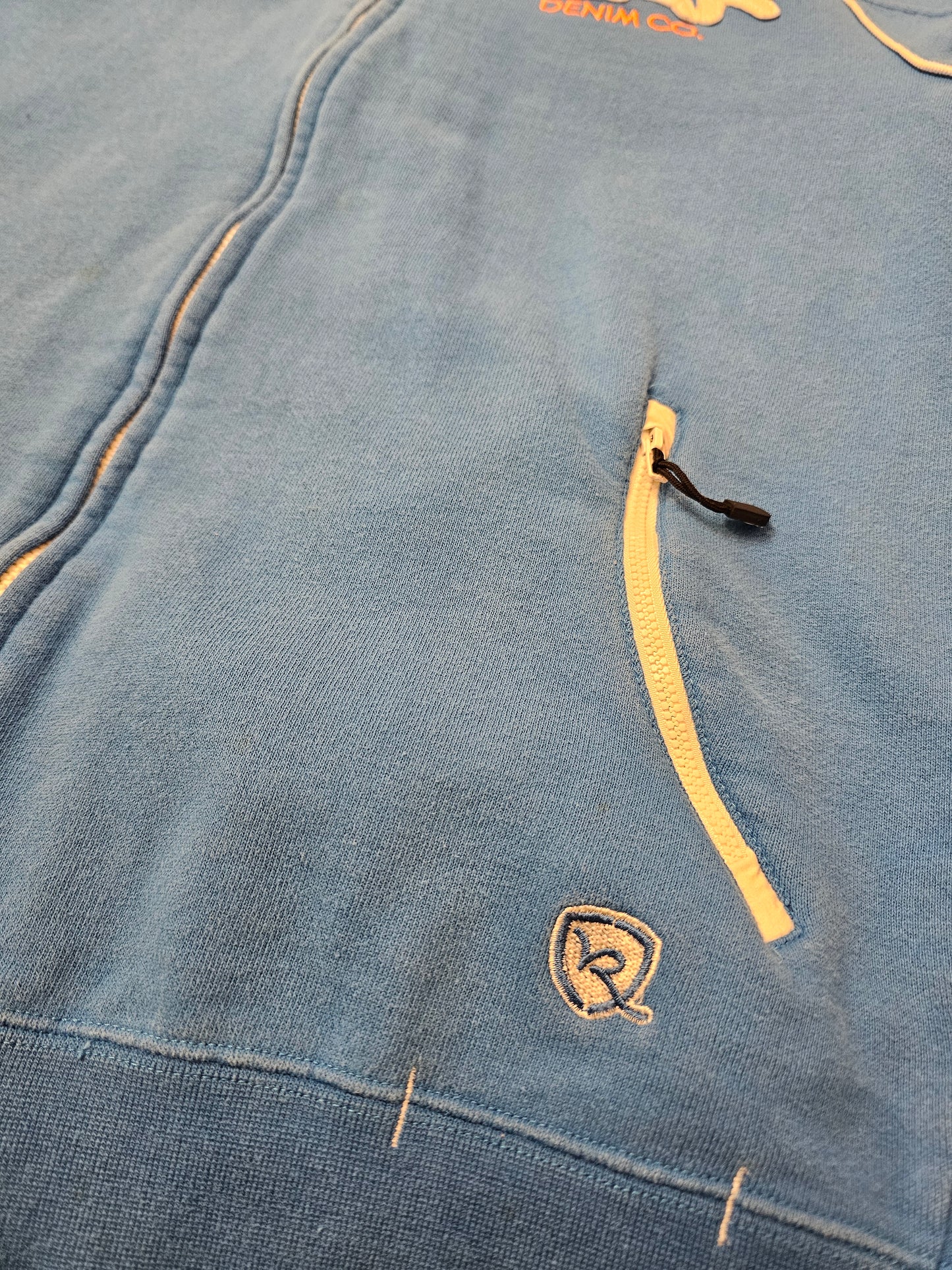 Rocawear denim co y2k baby blue zip up hoodie