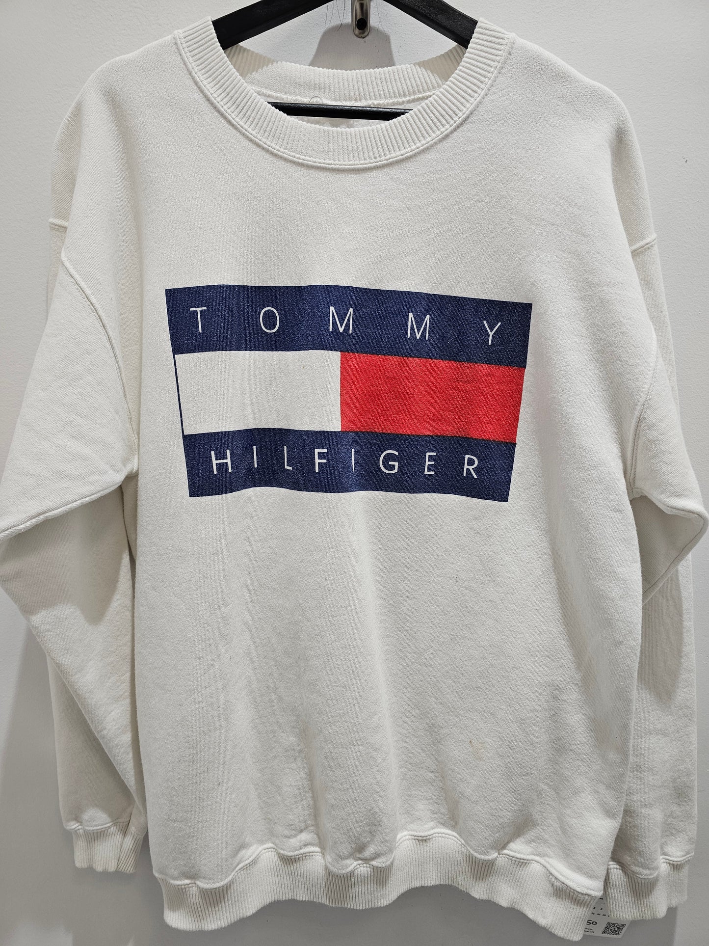 Tommy Hilfiger Big Print Logo white crewneck