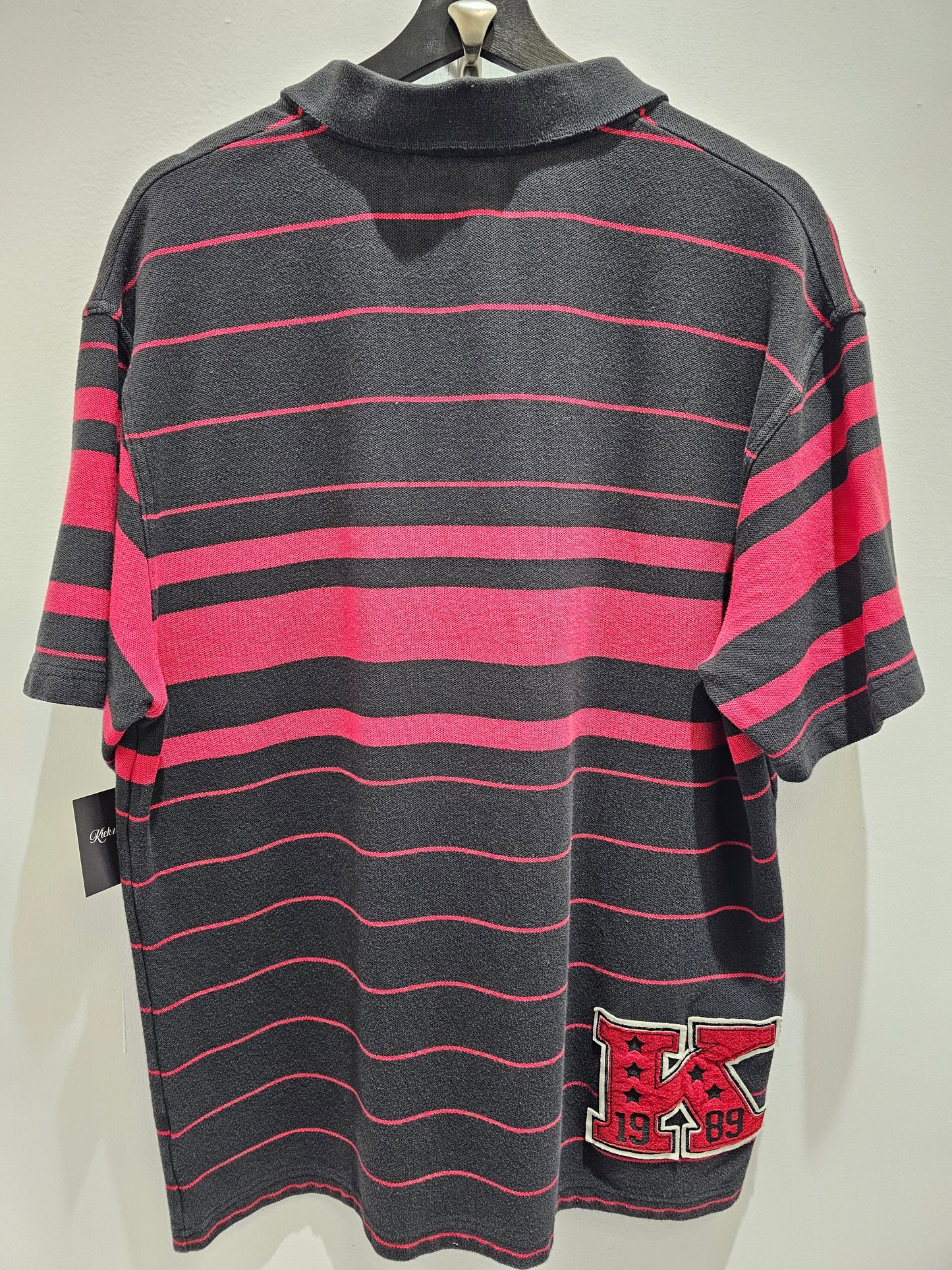 Karl Kani Y2K Striped Black Red Buttons Polo Tshirt