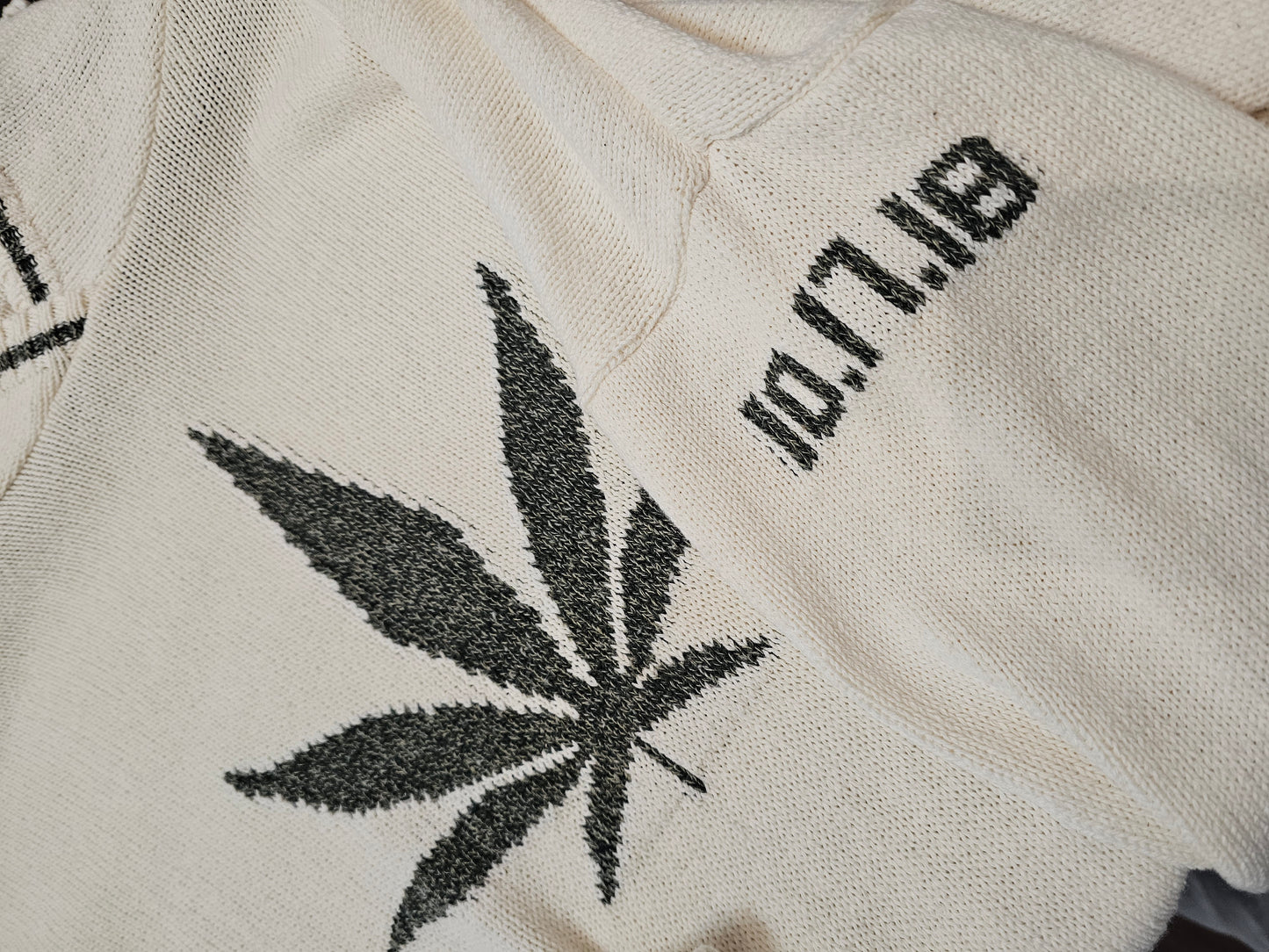 Cotton country Marijuana knit pullover light hoodie