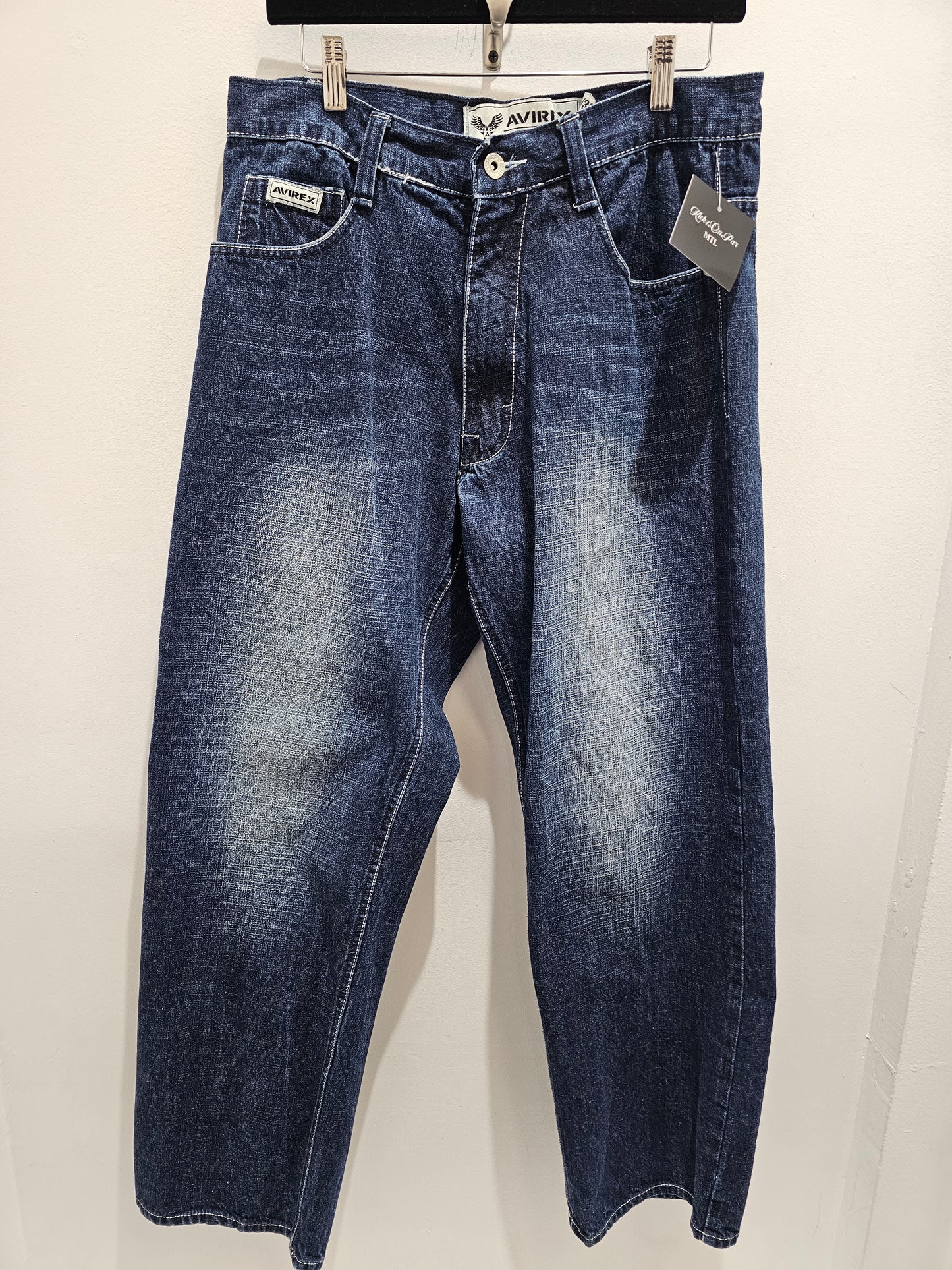 Avirex ltd y2k rhinestone washed denim jeans