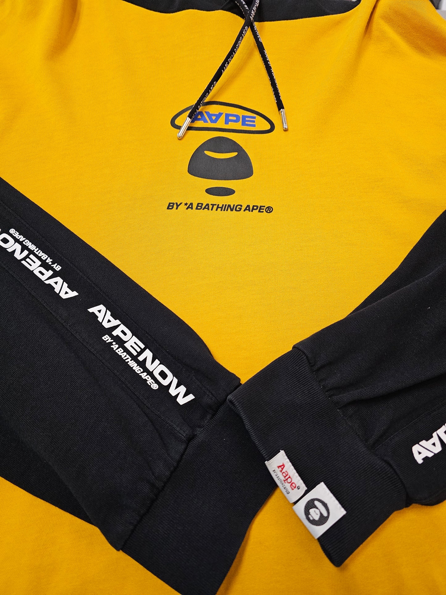 AAPE by Bathing Ape black/yellow  hooded long sleeve