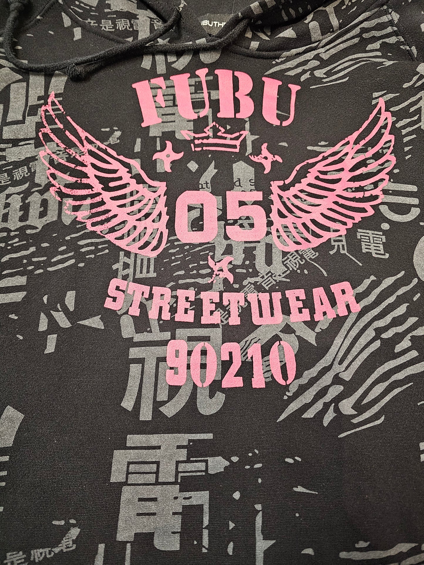 Fubu  05 streetwear print black/grey pullover hoodie